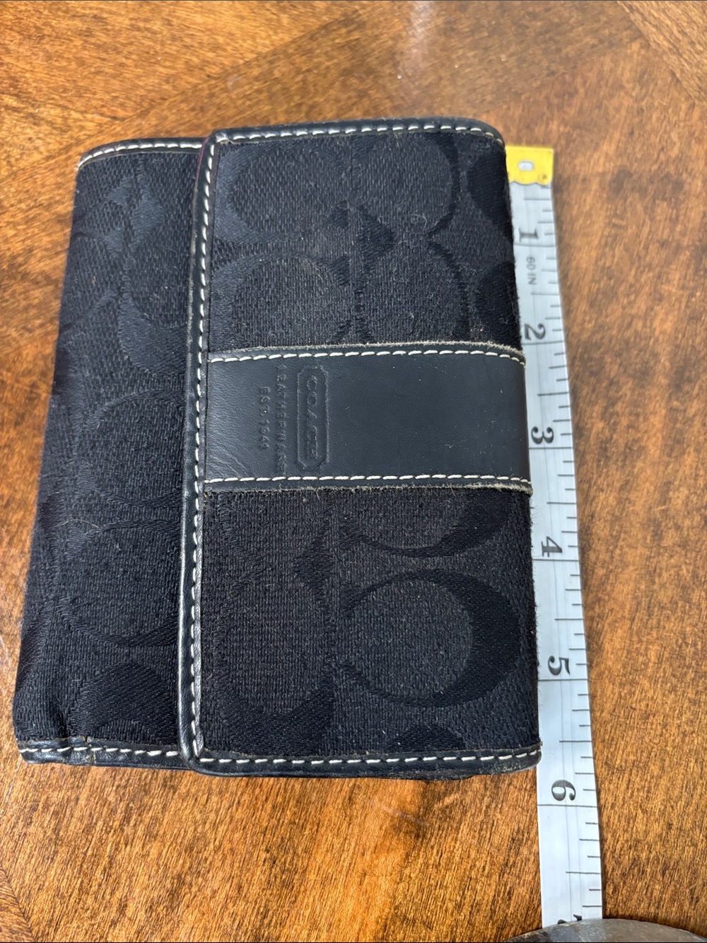 🔥Coach Black Signature Jacquard & Smooth Leather Wallet - Picture 14 of 14